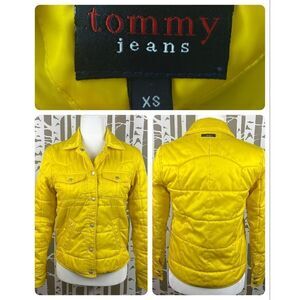 Tommy Jeans Vintage Y2K (2000) Yellow Satin Quilted Shacket sz XS